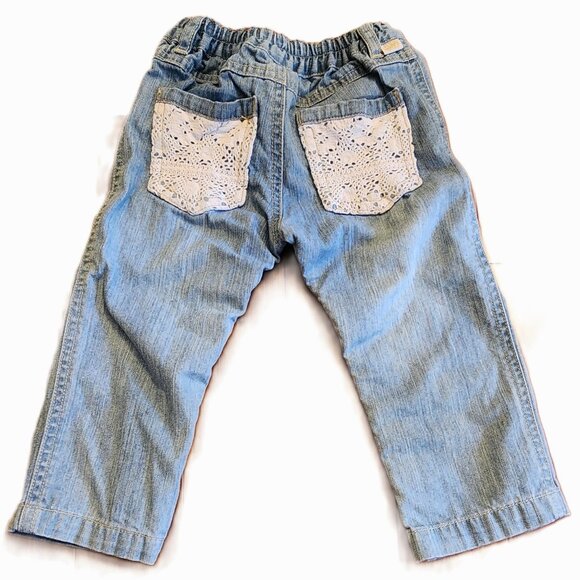 Snoopy, Denim Pants, 18 months, Lace Pockets, button snaps down legs, Rare, blue - Picture 4 of 6